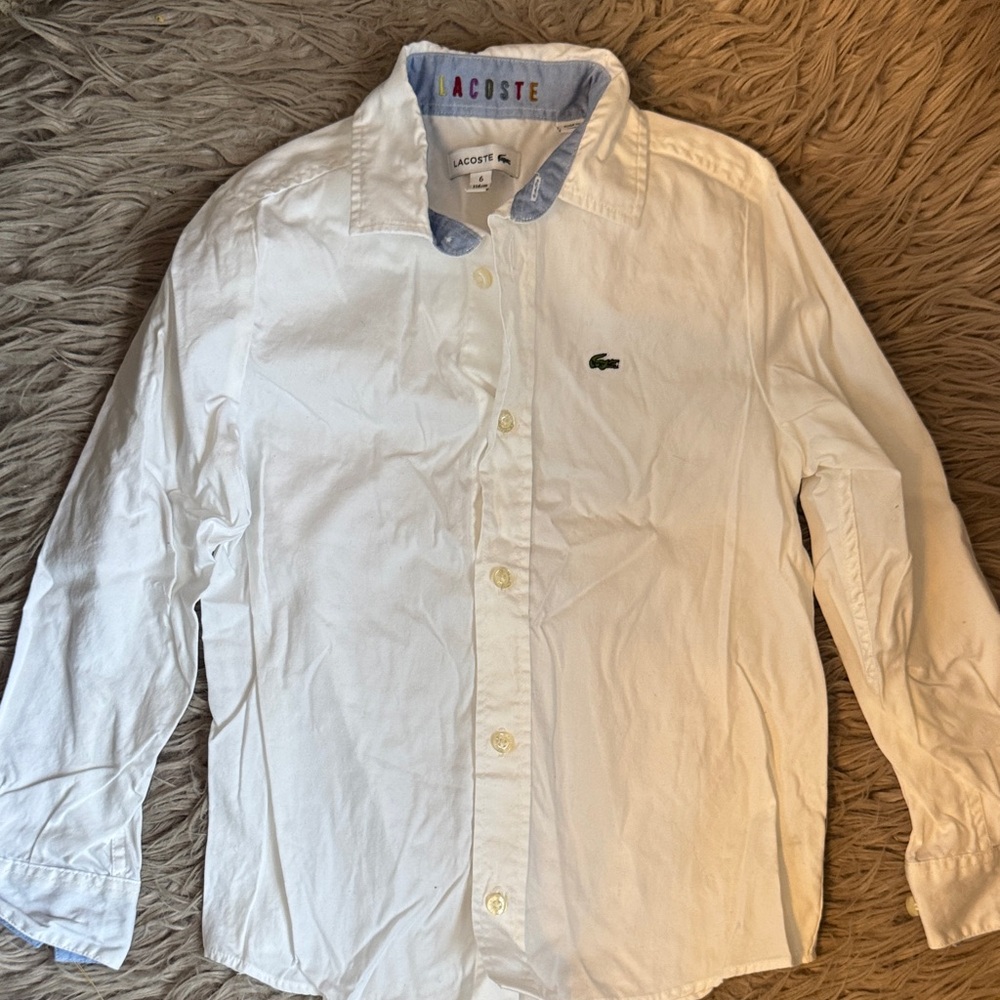 Lacoste Kids White Button Down Shirt